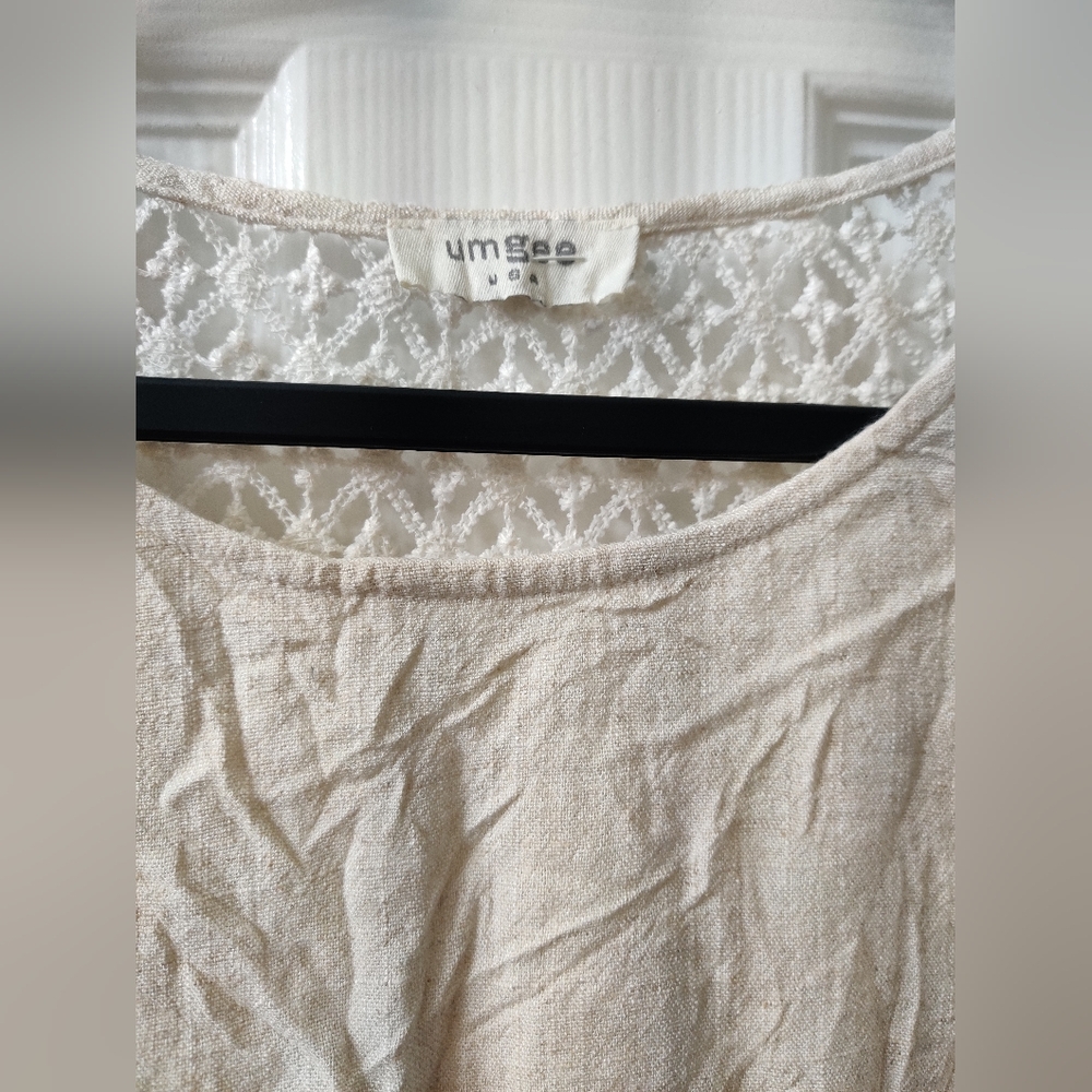 Umgee Cream Textured Dress with Lace Detail - Picture 2 of 3